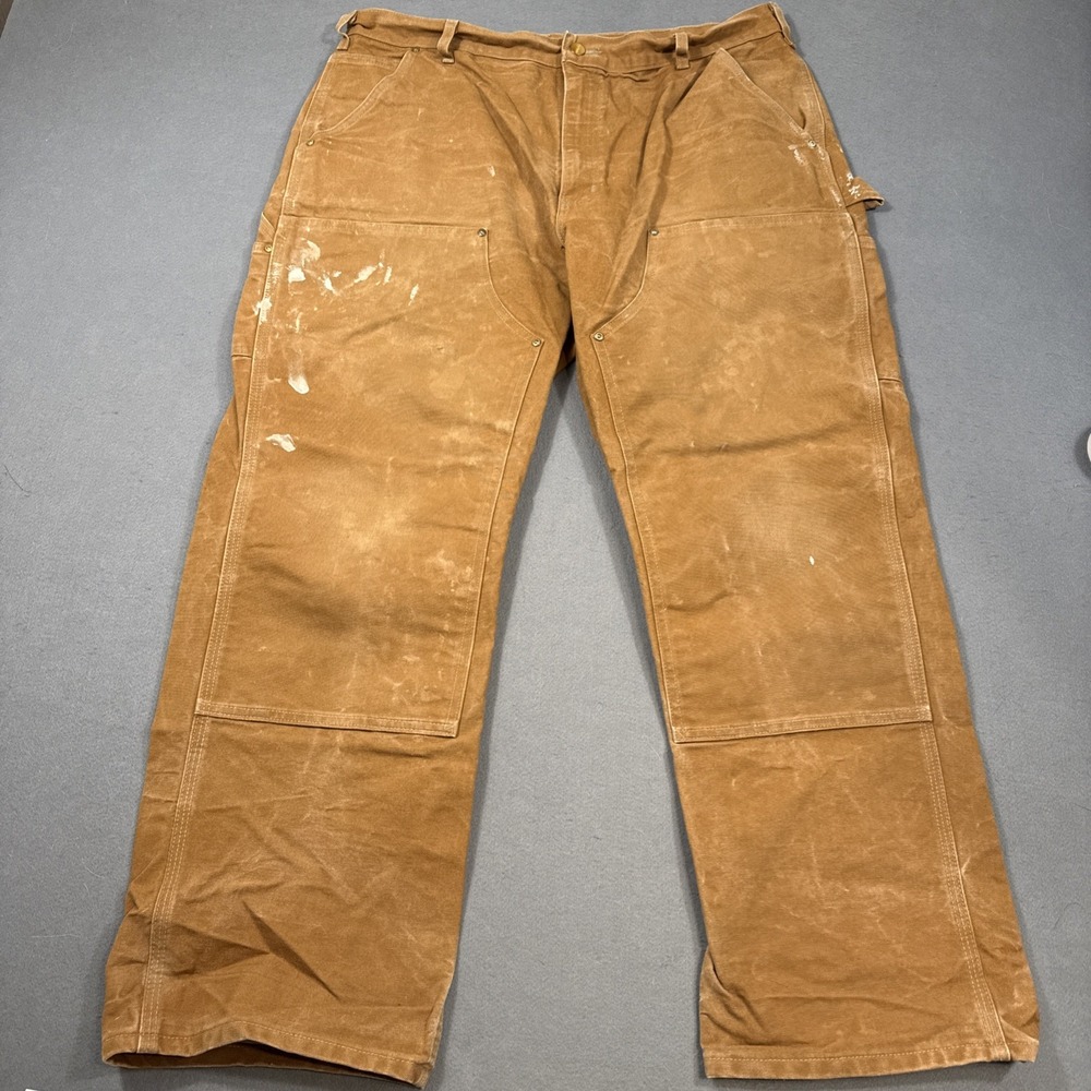 Carhartt Double Knee Pants Mens 33x30 Brown Dungaree Fit Work Carpenter B136 BRN